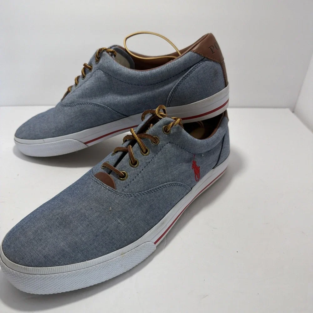 polo ralph lauren mens shoes Vaughn Size 14D Chambray Red Poly